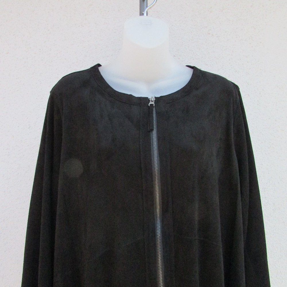 Democracy black faux suede fringe jacket 1X - Picture 4 of 8